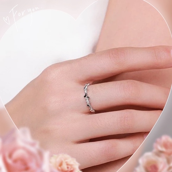 💝925 sterling silver butterfly dainty wedding band sister friendship ring gift - Picture 6 of 8